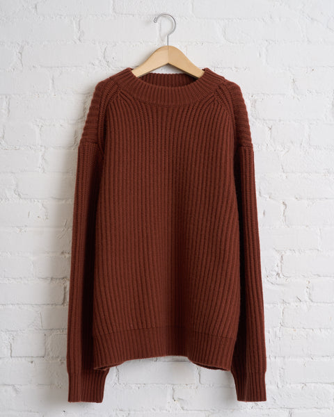 SOFIE D'HOORE, BRICK, MAESTRO 6-PLY CREWNECK SWEATER