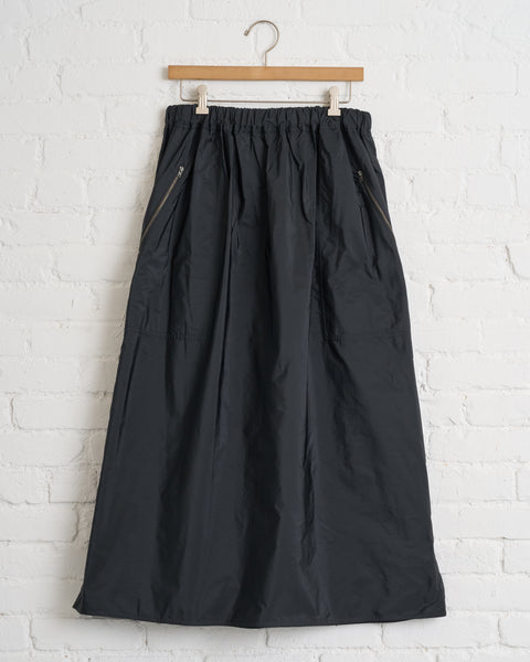 SOFIE D' HOORE LONG SKIRT ZIP POCKETS AND DRAWSTRING, BLACK