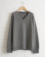 SOFIE D'HOORE, V-NECK PULLOVER LONG SLEEVES, GREY MELANGE