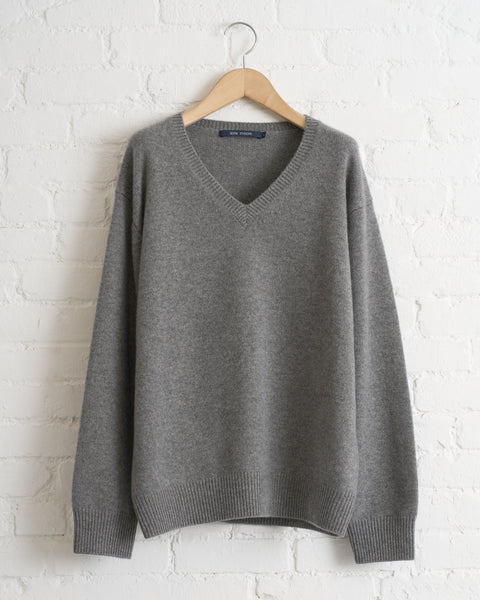 SOFIE D'HOORE, V-NECK PULLOVER LONG SLEEVES, GREY MELANGE