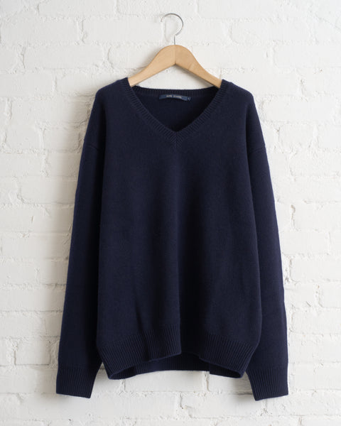 SOFIE D'HOORE, V-NECK PULLOVER LONG SLEEVES, MIDNIGHT