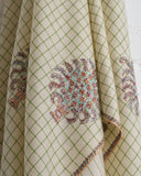 YASER SHAW, 621420, #2, CASHMERE WOVEN EMBROIDERY, BEIGE AND TURQUOISE