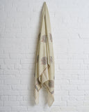 YASER SHAW, 621420, #2, CASHMERE WOVEN EMBROIDERY, BEIGE AND TURQUOISE