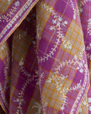 YASER SHAW, PURPLE&GOLD, EMBROIDERED CASHMERE SCARF