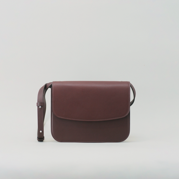 LAPERRUQUE, CHOCOLATE, LEATHER FLAP BAG