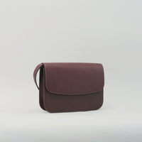 LAPERRUQUE, CHOCOLATE, LEATHER FLAP BAG