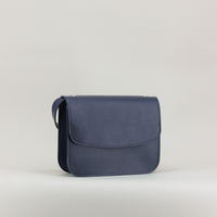 LAPERRUQUE, NAVY, LEATHER FLAP BAG