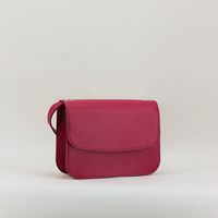 LAPERRUQUE, RASPBERRY, LEATHER FLAP BAG