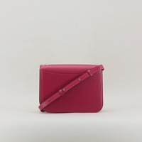 LAPERRUQUE, RASPBERRY, LEATHER FLAP BAG