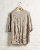 BOBOUTIC, DIFFERENZA SHORT SLEEVE SWEATER, GREEN GRAY