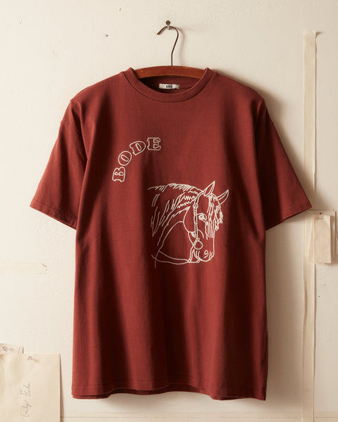 BODE, EMBROIDERED PONY TEE, BROWN